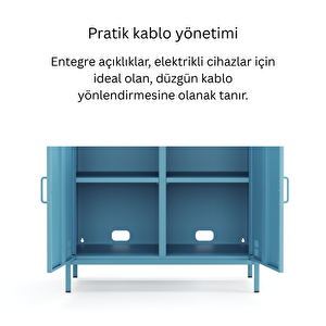 Pera Metal Dolap 2 Kapılı, Açık Raflı 80,50 X 40 X 109,50 Cm - Ral 5024 Mavi