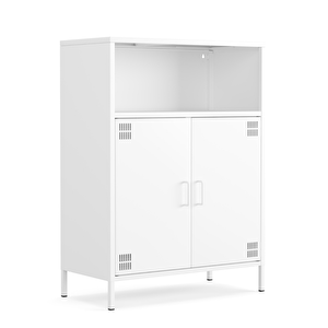 Pera Metal Dolap 2 Kapılı, Açık Raflı 80,50 X 40 X 109,50 Cm - Ral 9016 Beyaz Ral 9016