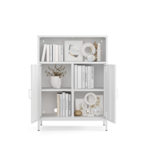 Pera Metal Dolap 2 Kapılı, Açık Raflı 80,50 X 40 X 109,50 Cm - Ral 9016 Beyaz Ral 9016
