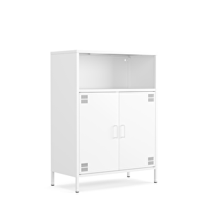 Pera Metal Dolap 2 Kapılı, Açık Raflı 80,50 X 40 X 109,50 Cm - Ral 9016 Beyaz