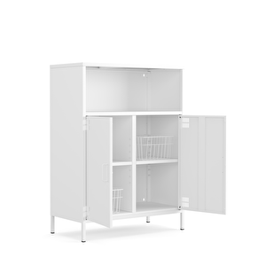 Pera Metal Dolap 2 Kapılı, Açık Raflı 80,50 X 40 X 109,50 Cm - Ral 9016 Beyaz