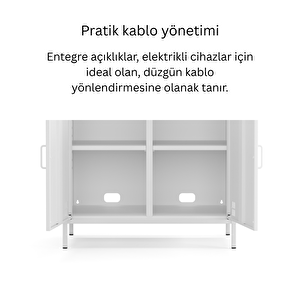 Pera Metal Dolap 2 Kapılı, Açık Raflı 80,50 X 40 X 109,50 Cm - Ral 9016 Beyaz