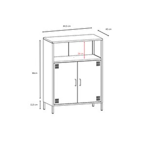 Pera Metal Dolap 2 Kapılı, Açık Raflı 80,50 X 40 X 109,50 Cm - Ral 9016 Beyaz