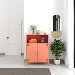Pera Metal Dolap 2 Kapılı, Açık Raflı 80,50 X 40 X 109,50 Cm - Ral 3022 Somon Ral 3022