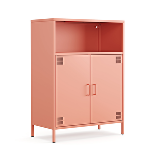 Pera Metal Dolap 2 Kapılı, Açık Raflı 80,50 X 40 X 109,50 Cm - Ral 3022 Somon Ral 3022