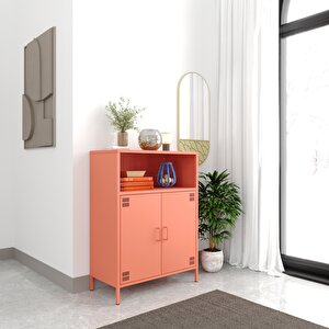 Pera Metal Dolap 2 Kapılı, Açık Raflı 80,50 X 40 X 109,50 Cm - Ral 3022 Somon Ral 3022