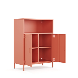 Pera Metal Dolap 2 Kapılı, Açık Raflı 80,50 X 40 X 109,50 Cm - Ral 3022 Somon