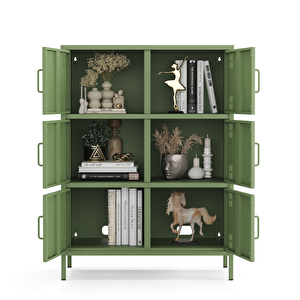 Pera Metal Çok Gözlü Dolap, 6 Kapaklı 80,50 X 40 X 109,50 Cm - Ral 6011 Yeşil