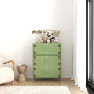 Pera Metal Çok Gözlü Dolap, 6 Kapaklı 80,50 X 40 X 109,50 Cm - Ral 6011 Yeşil Ral 6011
