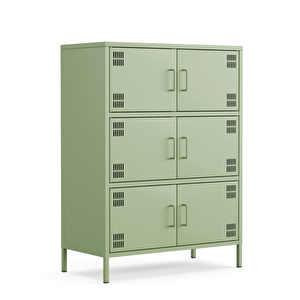 Pera Metal Çok Gözlü Dolap, 6 Kapaklı 80,50 X 40 X 109,50 Cm - Ral 6011 Yeşil Ral 6011
