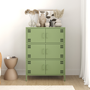 Pera Metal Çok Gözlü Dolap, 6 Kapaklı 80,50 X 40 X 109,50 Cm - Ral 6011 Yeşil Ral 6011