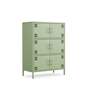 Pera Metal Çok Gözlü Dolap, 6 Kapaklı 80,50 X 40 X 109,50 Cm - Ral 6011 Yeşil