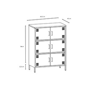 Pera Metal Çok Gözlü Dolap, 6 Kapaklı 80,50 X 40 X 109,50 Cm - Ral 6011 Yeşil