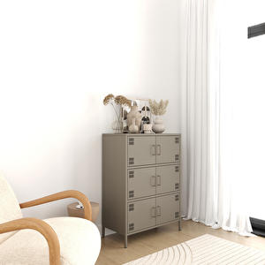Pera Metal Çok Gözlü Dolap, 6 Kapaklı 80,50 X 40 X 109,50 Cm - Ral 7039 Antrasit Ral 7039