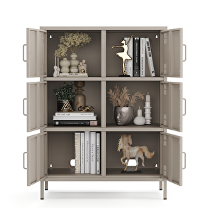 Pera Metal Çok Gözlü Dolap, 6 Kapaklı 80,50 X 40 X 109,50 Cm - Ral 7039 Antrasit