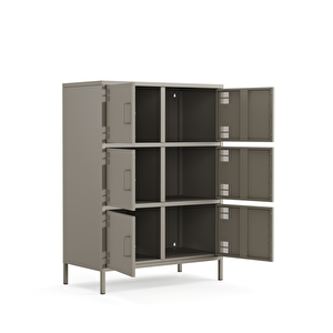 Pera Metal Çok Gözlü Dolap, 6 Kapaklı 80,50 X 40 X 109,50 Cm - Ral 7039 Antrasit