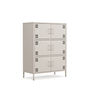 Pera Metal Çok Gözlü Dolap, 6 Kapaklı 80,50 X 40 X 109,50 Cm - Bej Rengi