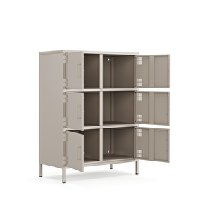 Pera Metal Çok Gözlü Dolap, 6 Kapaklı 80,50 X 40 X 109,50 Cm - Bej Rengi