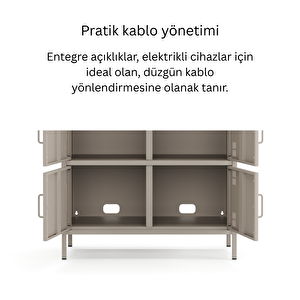 Pera Metal Çok Gözlü Dolap, 6 Kapaklı 80,50 X 40 X 109,50 Cm - Bej Rengi