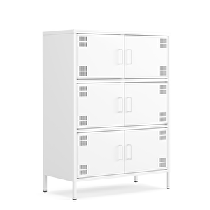 Pera Metal Çok Gözlü Dolap, 6 Kapaklı 80,50 X 40 X 109,50 Cm - Ral 9016 Beyaz Ral 9016