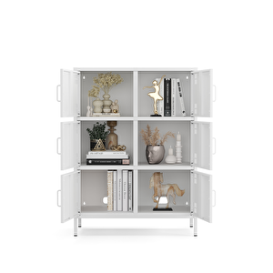 Pera Metal Çok Gözlü Dolap, 6 Kapaklı 80,50 X 40 X 109,50 Cm - Ral 9016 Beyaz Ral 9016