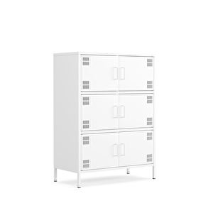 Pera Metal Çok Gözlü Dolap, 6 Kapaklı 80,50 X 40 X 109,50 Cm - Ral 9016 Beyaz