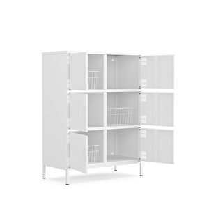 Pera Metal Çok Gözlü Dolap, 6 Kapaklı 80,50 X 40 X 109,50 Cm - Ral 9016 Beyaz