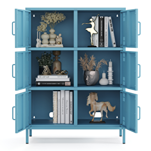 Pera Metal Çok Gözlü Dolap, 6 Kapaklı 80,50 X 40 X 109,50 Cm - Ral 5024 Mavi