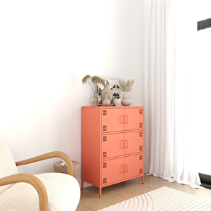 Pera Metal Çok Gözlü Dolap, 6 Kapaklı 80,50 X 40 X 109,50 Cm - Ral 3022 Somon Ral 3022