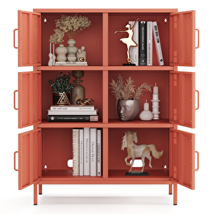 Pera Metal Çok Gözlü Dolap, 6 Kapaklı 80,50 X 40 X 109,50 Cm - Ral 3022 Somon