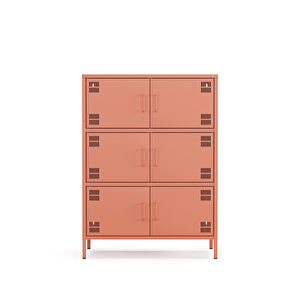 Pera Metal Çok Gözlü Dolap, 6 Kapaklı 80,50 X 40 X 109,50 Cm - Ral 3022 Somon