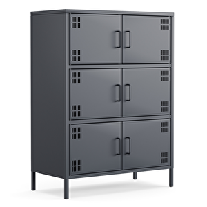 Pera Metal Çok Gözlü Dolap, 6 Kapaklı 80,50 X 40 X 109,50 Cm - Ral 7016 Antrasit 7016 Antrasit