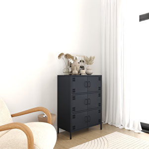 Pera Metal Çok Gözlü Dolap, 6 Kapaklı 80,50 X 40 X 109,50 Cm - Ral 7016 Antrasit 7016 Antrasit