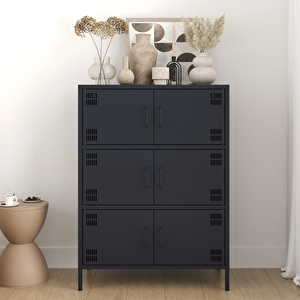 Pera Metal Çok Gözlü Dolap, 6 Kapaklı 80,50 X 40 X 109,50 Cm - Ral 7016 Antrasit 7016 Antrasit