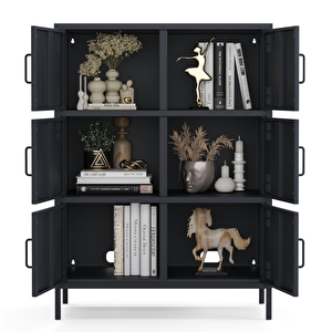 Pera Metal Çok Gözlü Dolap, 6 Kapaklı 80,50 X 40 X 109,50 Cm - Ral 7016 Antrasit