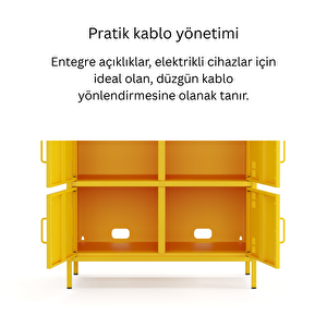 Pera Metal Çok Gözlü Dolap, 6 Kapaklı 80,50 X 40 X 109,50 Cm - Ral 1018 Sarı