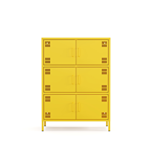 Pera Metal Çok Gözlü Dolap, 6 Kapaklı 80,50 X 40 X 109,50 Cm - Ral 1018 Sarı