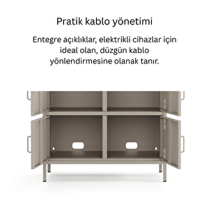 Pera Metal Çok Gözlü Dolap, 4 Kapaklı, Açık Raflı 80,50 X 40 X 109,50 Cm - Bej Rengi