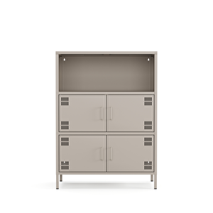 Pera Metal Çok Gözlü Dolap, 4 Kapaklı, Açık Raflı 80,50 X 40 X 109,50 Cm - Bej Rengi