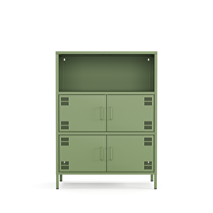 Pera Metal Çok Gözlü Dolap, 4 Kapaklı, Açık Raflı 80,50 X 40 X 109,50 Cm - Ral 6011 Yeşil