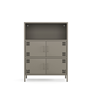 Pera Metal Çok Gözlü Dolap, 4 Kapaklı, Açık Raflı 80,50 X 40 X 109,50 Cm - Ral 7039 Antrasit