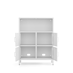 Pera Metal Çok Gözlü Dolap, 4 Kapaklı, Açık Raflı 80,50 X 40 X 109,50 Cm - Ral 9016 Beyaz