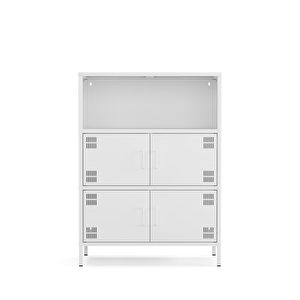 Pera Metal Çok Gözlü Dolap, 4 Kapaklı, Açık Raflı 80,50 X 40 X 109,50 Cm - Ral 9016 Beyaz