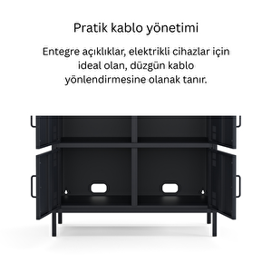 Pera Metal Çok Gözlü Dolap, 4 Kapaklı, Açık Raflı 80,50 X 40 X 109,50 Cm - Ral 7016 Antrasit