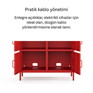 Pera Metal Çok Gözlü Dolap, 4 Kapaklı, Açık Raflı 80,50 X 40 X 109,50 Cm - Ral 3020 Kırmızı