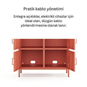 Pera Metal Çok Gözlü Dolap, 4 Kapaklı, Açık Raflı 80,50 X 40 X 109,50 Cm - Ral 3022 Somon