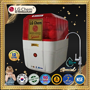 Lg Chem Cool 12 Li̇tre 7 Fi̇ltre 14 Aşama Mi̇neral Alkali̇ Ve Gümüş İyon Fi̇ltreli̇ 90 Gpd Membranli Kirmizi Beyaz Renk Su Aritma Ci̇hazi.