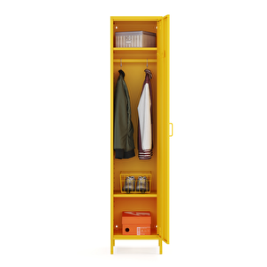 Pera Metal Elbise Dolabı, Soyunma Dolabı, Tek Kapılı, 41,50 X 40 X 189,50 Cm - Ral 1018 Sarı Ral 1018