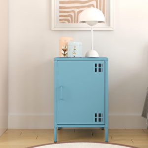 Pera Komodin Kapaklı 41,5 X 40 X 64,50 Cm - Ral 5024 Mavi Ral 5024