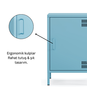 Pera Komodin Kapaklı 41,5 X 40 X 64,50 Cm - Ral 5024 Mavi
